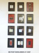 Approximately 20 framed wine labels