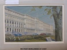 A watercolour of the municipal offices, Cheltenham c1970,