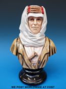 A Michael Sutty Pottery bust of Lawrence of Arabia (27cm tall,