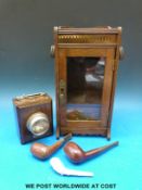 A small galleried oak smoker's cabinet (height 31cm),