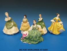 Five Royal Doulton figurines to include Soiree,