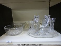 A collection of cut crystal glassware to include Thomas Webb bowl etc