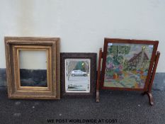 An ornate bevelled glass mirror,