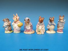 Six Royal Albert Beatrix Potter figures including Gentleman Mouse Made a Bow,