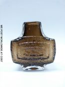 Geoffrey Baxter for Whitefriars cinnamon Concentric Rectangles or 'TV' vase, 17.5cm tall.