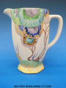 Clarice Cliff Bizarre jug of octagonal form decorated with flowers (16.