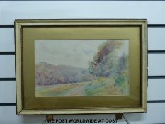 Four various watercolours to include a Victorian lake scene,