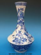 A 19th century Japanese vase with blue and white decoration (28cm tall)