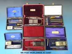 A collection of vintage cased medical testing kit to include haemocytometer, haemoglobin, levels,