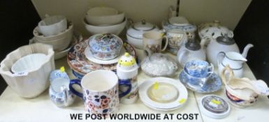 Various 19thC teapots, seven 19thC jelly moulds etc.