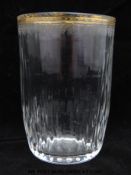 St Louis cut and fluted glass beaker, the top rim etched and highlighted in gilt,