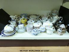 A collection of mainly early 18thC porcelain and pottery including a Delft tile,