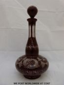 A Bohemian flash overlaid cut glass decanter (height 36cm)