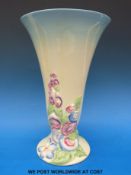 A Clarice Cliff large floral vase with foxglove decoration in relief