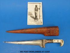 A Pesh Kabz dagger with bone and ivory grip,