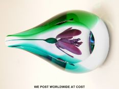 Caithness Fuchsia Fantasy glass paperweight, limited edition 45 of 250 signed to base (12.