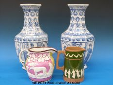 A pair of Chinese octagonal vases,