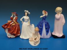 Five Royal Doulton figurines to include Ballet Shoes, Darling,
