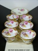 A collection of decorative teaware including Foley Tulip and hand-decorated floral items