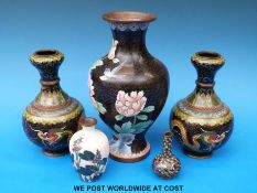 Five pieces of mainly Chinese cloisonné