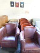 Seven tub chairs including faux leather and hardwood framed