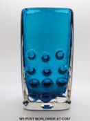 Geoffrey Baxter for Whitefriars kingfisher blue Mobile Phone glass vase, pattern number 9670 (16.