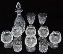 A collection of Stuart crystal and other glassware comprising two wine glasses, six brandy glasses,