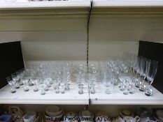 Suite of Holmegaard Canada glasses (77 in total) comprising eight champagne flutes,