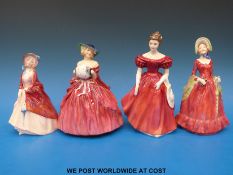 Four Royal Doulton figurines to include Paisley Shawl, Sabbath Morn,