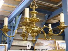 Five branch brass chandelier (diameter approximately 60cm)