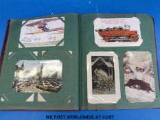 An album of postcards to include novelty railway examples, Lake District, seaside locations, B.C.