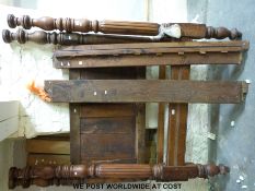 A 19thC mahogany four poster bed with sides and plank base