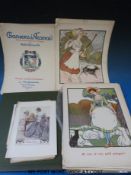 A collection of late 19th early 20th century book illustrations etc, including children's,