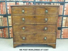 A Georgian oak straight-front chest of two over three drawers (W93 x D48 x H90cm)
