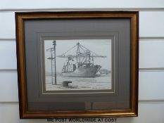 Frank Shipsides (1908-2005): Bristol Savages three maritime pencil and watercolour pictures of