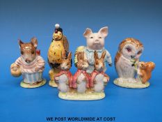 Five (BP3b) Beswick Beatrix Potter figures: Sally Henny Penny, Mrs Tittle-Mouse,
