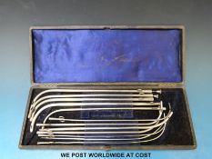 An anonymous silver catheter set in original case (late 19th /early 20thC)