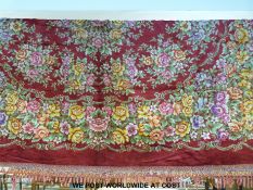 A red floral wall hanging (width approximately 210cm)