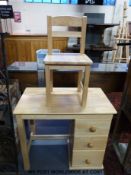 A child's beech desk/dressing table and chair