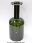 Otto Brauer for Holmegaard green glass Gul vase with original label (50cm tall)