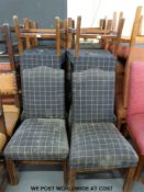 Ten upholstered chairs with check decoration