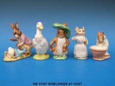 Five (BP3b) Beswick Beatrix Potter figures: Anna Maria, Tabita Twitchett, Benjamin Bunny,