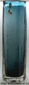 Geoffrey Baxter for Whitefriars indigo Cucumber vase with original labels, 30cm tall.