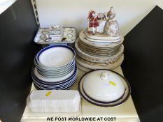 A collection of Graingers Worcester dinnerware, Dresden inkwell and stand,