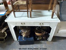 A white painted wicker dressing table (Width 122cm)