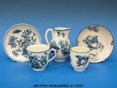 A first / Dr Wall period Worcester sparrow beak jug with fence pattern together with two coffee