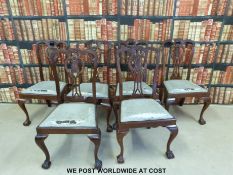 Six 19thC mahogany dining chairs in the Chippendale style,