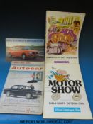 A quantity of automobilia to include 1960's/70's motor show reports, various Austin, Fiat, Triumph,