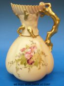 A Royal Worcester blush ivory jug, puce mark, shape no. 1507 (18.
