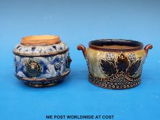 Two Doulton Lambeth pots with multiple impressed marks to base (tallest 7cm)